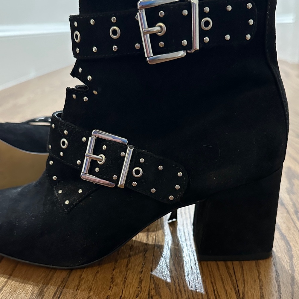Rebecca Minkoff Black Studded Buckle Ankle Boots - Picture 6 of 8